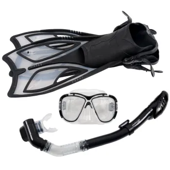 Offshore Diving Set: Flipper FP02 + Snorkel S14 + Tempered Glass Mask M3266