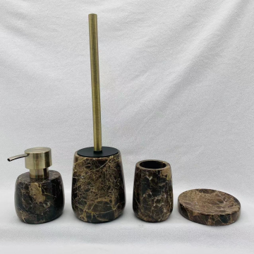 Dark emperador marble bathroom accessory sets