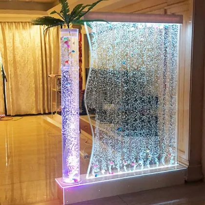 Modern Silver LED Lighting Furniture S-Shape Acrylic Bubble Screen