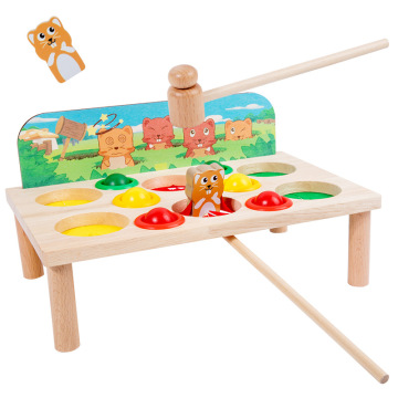Interactive Wooden Whack-a-Mole Toy with Hammer: A Fun Leisure Game for Kids