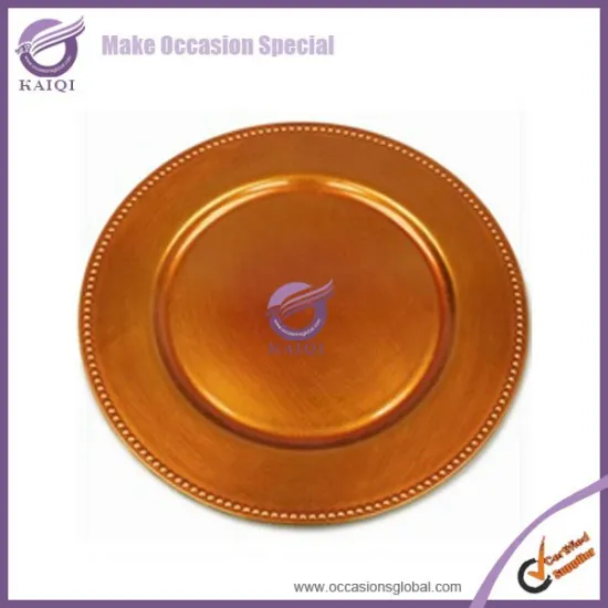 18220 13" Orange Beaded Charger Plate-Set of 6 wedding decoration plastic charger plate