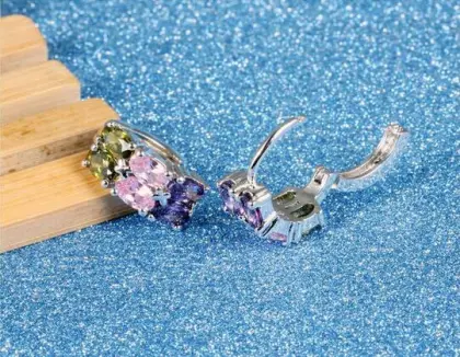 Elegant colorful zircon hoop earrings,ear stud