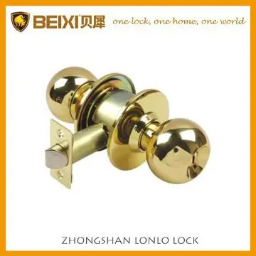 Polished brass knob cylindrical privacy toilet bathroom door lock