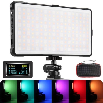Rechargeable RGB LED Video Light - 0-360 Full Color On-Camera Light (4040 mAh, 3200K-5600K)