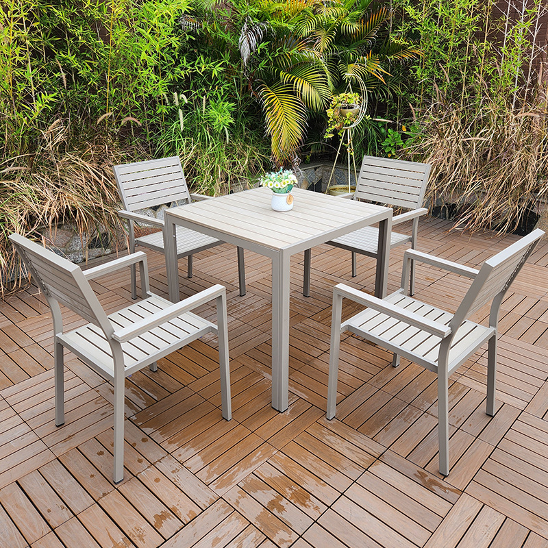 Outdoor wood-plastic tables and chairs for courtyards 5
