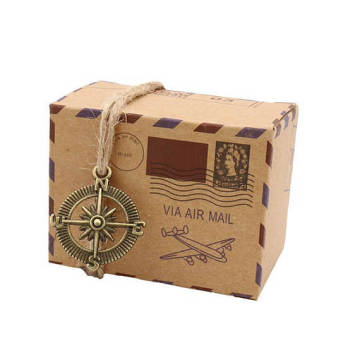 Rustic Wedding Favor Box with Stamp Design and Burlap Twine