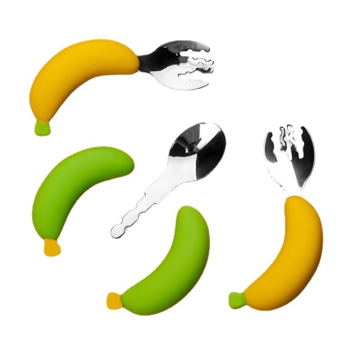 Mignon fourche et cuillère à banane en silicone