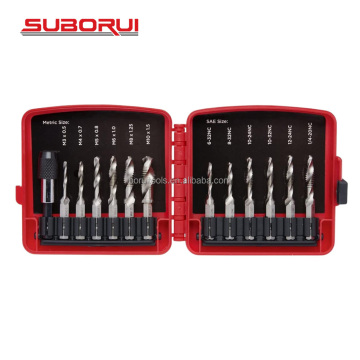SUBORUI 13pcs Drill and Tap Bit Set with Quick Change Adapter