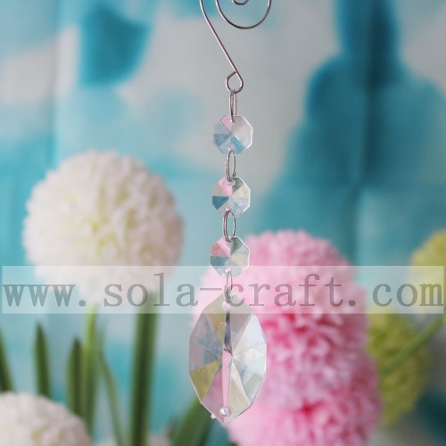 Pendentifs de lampe de lustre en verre cristal clair prisme 14MM octogone transparent 2 trous perles