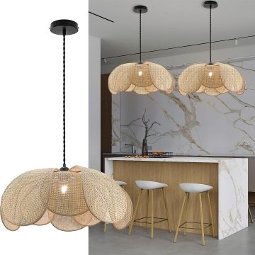 Creative Handmade Round Bamboo Weaving Rattan Pendant Lights for Pastoral Retro Balcony Restaurants