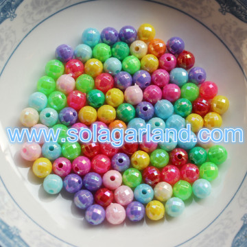 6MM okrągłe plastikowe mikro grube koraliki AB Gumball Beads Charms