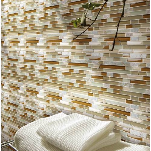 Thủy tinh màu xám dải trộn Mosaic Trang trí bằng đá cẩm thạch