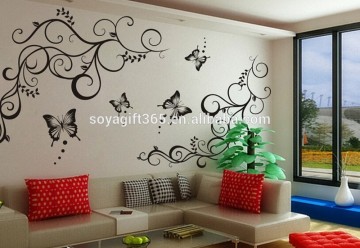Black Flower Vine Butterfly Home Decor Art Decal Removable Wall Stickers