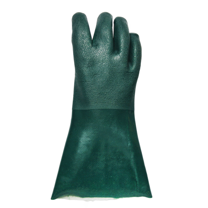 Green PVC coated gloves 35cm