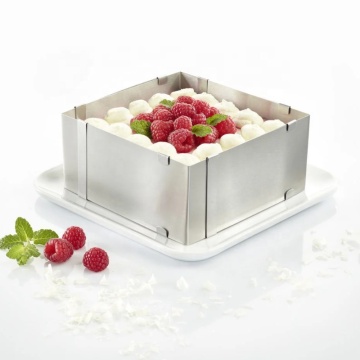 Khung nướng hình vuông bằng thép không gỉ điều chỉnh cho bánh và mousse (4 inch - 6 inch / 9cm - 16cm)