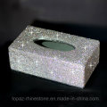 Personalizado de cristal de la caja del pañuelo del Rhinestone del tazón de fuente Caja creativa de la servilleta del papel del tejido (TBB-003)