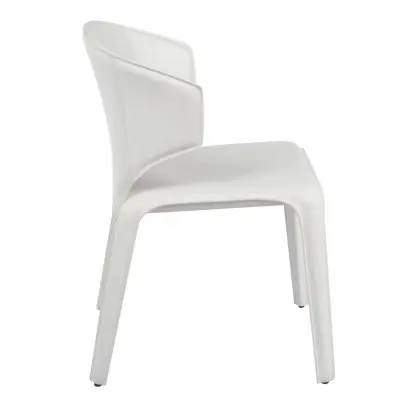 Hola white leather armrest dining chairs