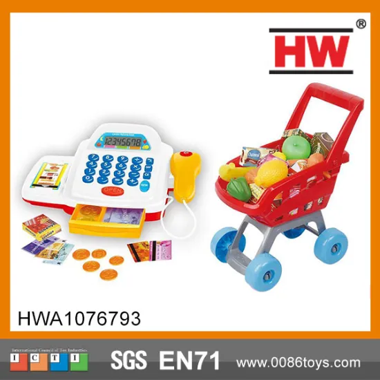 High Quality Kids Toy Register Supermarket Shopping Game With Music And Light