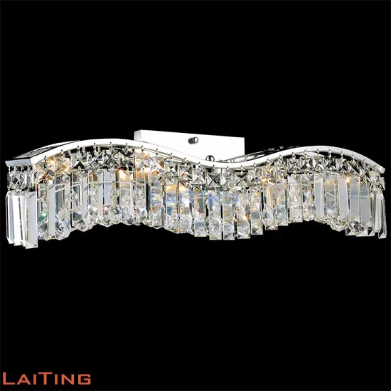 Wavy Chrome Wall Lamp for Powder Room - Modern Crystal Wall Lamp