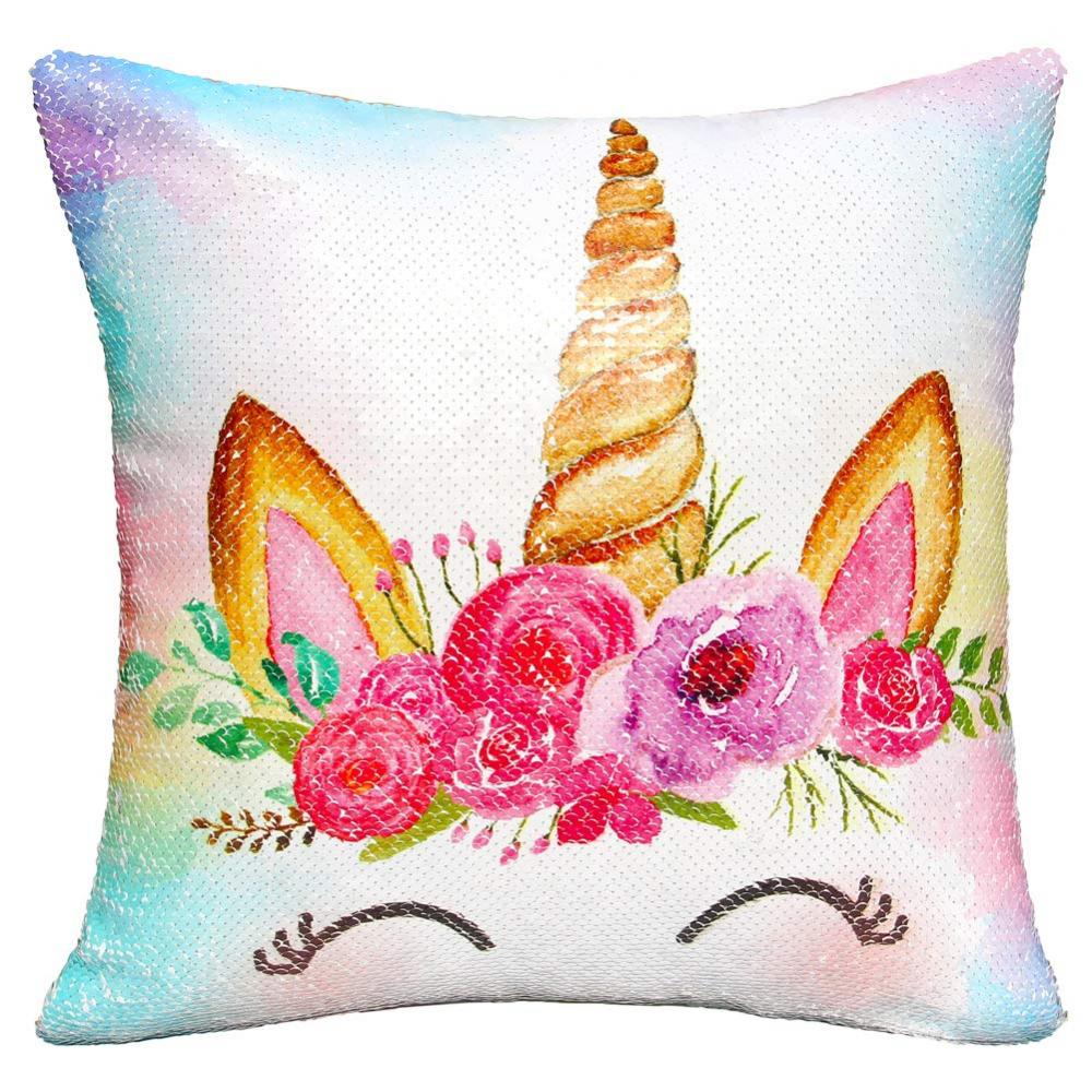 reversible sequin pillow unicorn