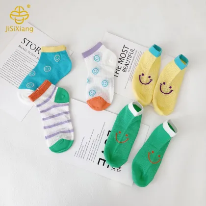 Smiley face socks, bright colored children's socks