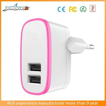 Pink Color Smart Travel Plug AC Adapter with Euro 2 Pin