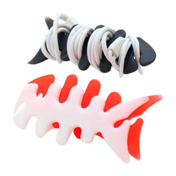 Silicone cable winder, fish bone ship, making cable tidy, good promotional gifts, for earphone use