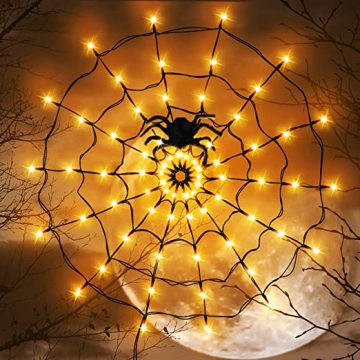 2023 LED Spider Net Light - Halloween Cobweb Decor Waterproof Party Lights for Home