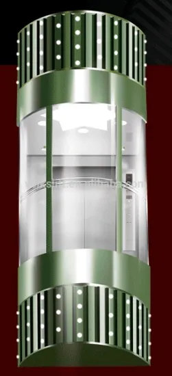 Outdoor elevator with glass walls for sightseeing