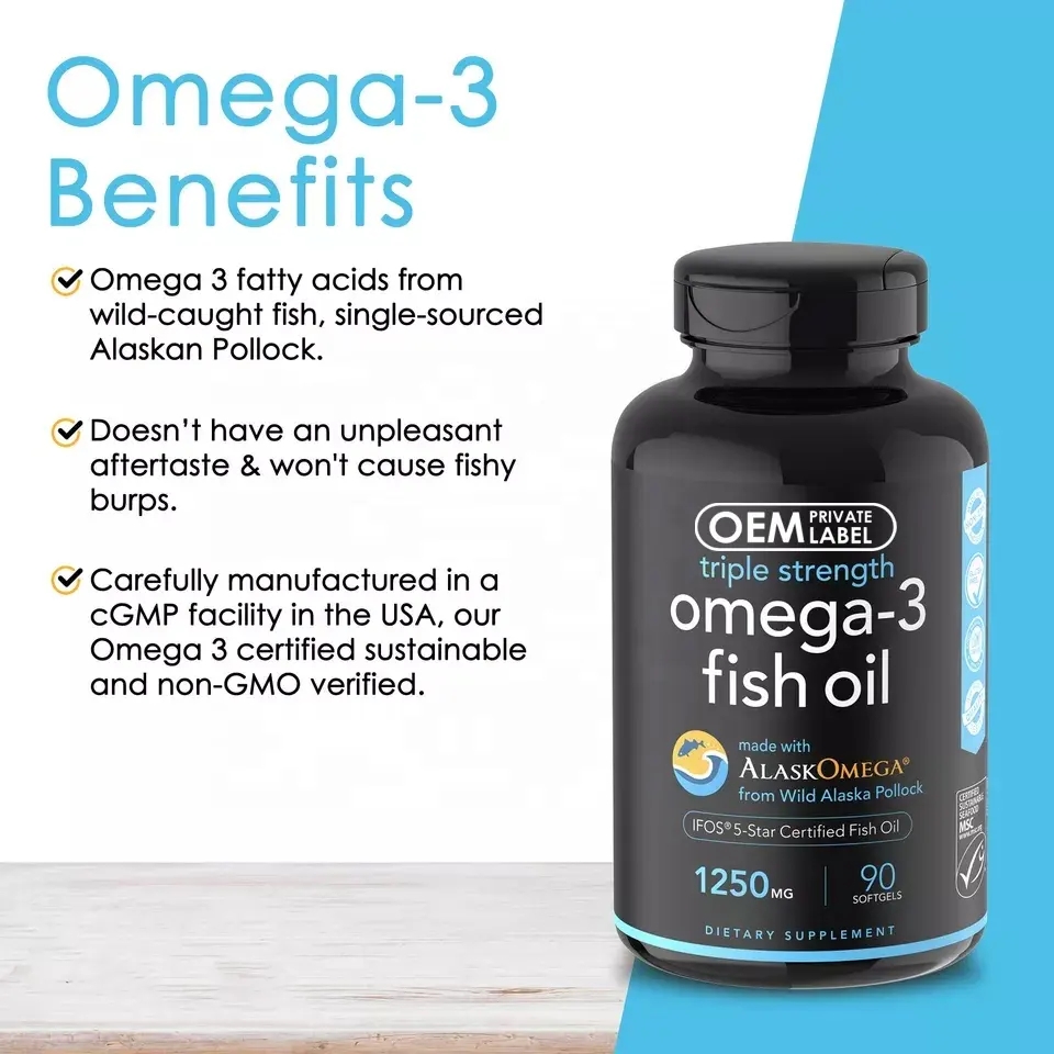 OEM/ODM Support Heart Health EPA And DHA Fish Oil Omega-3 Collagen Peptide Softgel Capsules