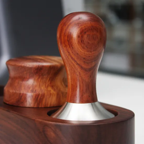 304 Stainless Steel Golden Sandalwood Handle Tamper Leopard Pattern Coffee Powder Hammer 51/53/58 Mm Tools Accessories