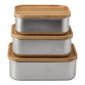 Stainless steel airtight Lunch Box with bamboo lid