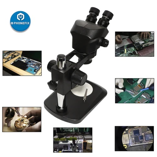 Black 7-45X/90X/180X Stereo Zoom Microscope with Big Table Stand for Phone Mtherboard