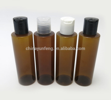 Amber round 150ml plastic shower gel bottle with disc cap