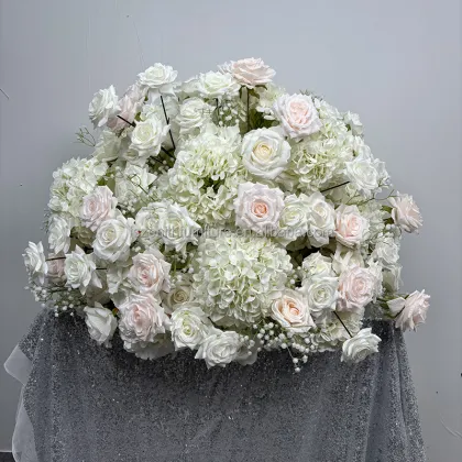 Ivory Blush Pink Artificial Flower Ball Centerpiece