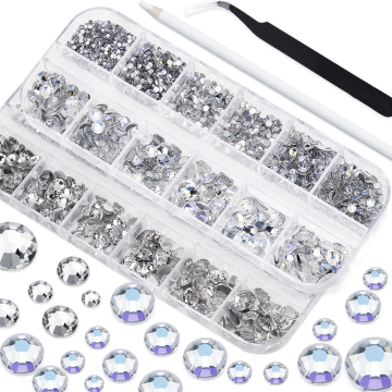QIAO Flatback Rhinestones Crystal Glitter Non Hotfix Nail Gems for Garment Decorations
