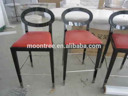 MBS-1111 Luxury Design Red Fabric Ebony Wood Bar Stool