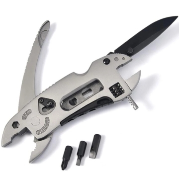 Kit de herramientas multifuncionales de bolsillo ajustable: llave, destornillador, alicates, cuchillo y más