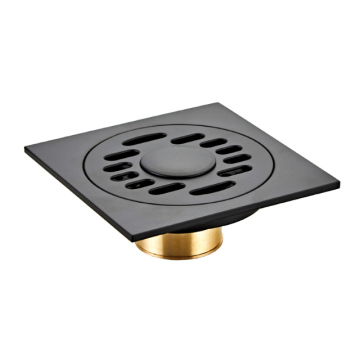 OEM 10CM Square Solid Black Brass Dual Purpose Kitchen & Garage Floor Drain with Removable Cover - Odor Proof Drainage Solution