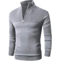 Mens Slim Fit Zip Up Mock Neck tröja