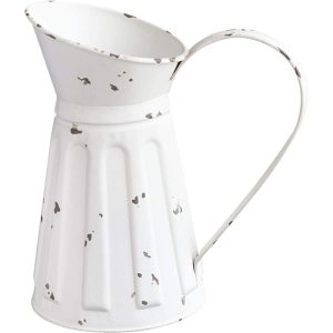 Vase en métal blanc Vintage Milk Jug Pitcher