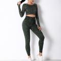 Long Sleeve Crop Tops for Women Seamless Set