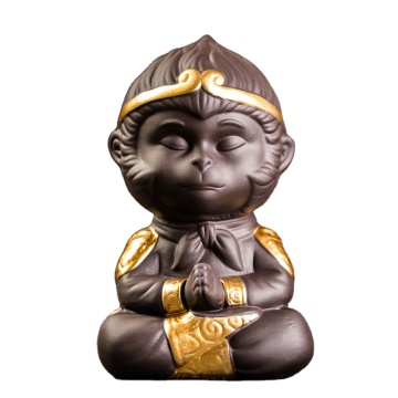 Chinese Purple Clay Wukong Statue Kung Fu Tea Set