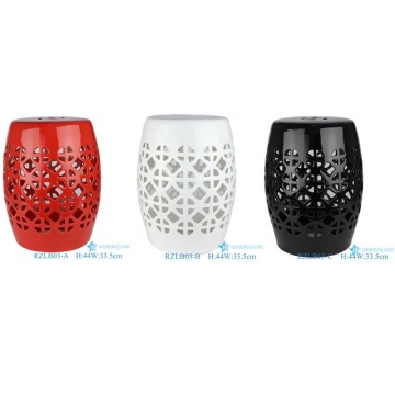 Red White Black Plain Color Ceramic Porcelain Stool RZLB03-A-B-C