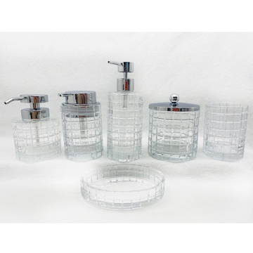 Silver Bath Set Glass Bottle