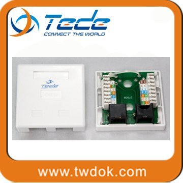 2 ports Cat5e+Cat3 surface mount box (cat5e jack,wall outlet)