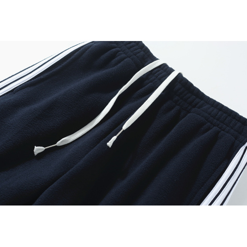 Micro Fleece Pants With White Vertical Stripes