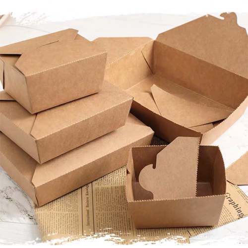 Customized Disposable Brown Kraft Paper Lunch Box