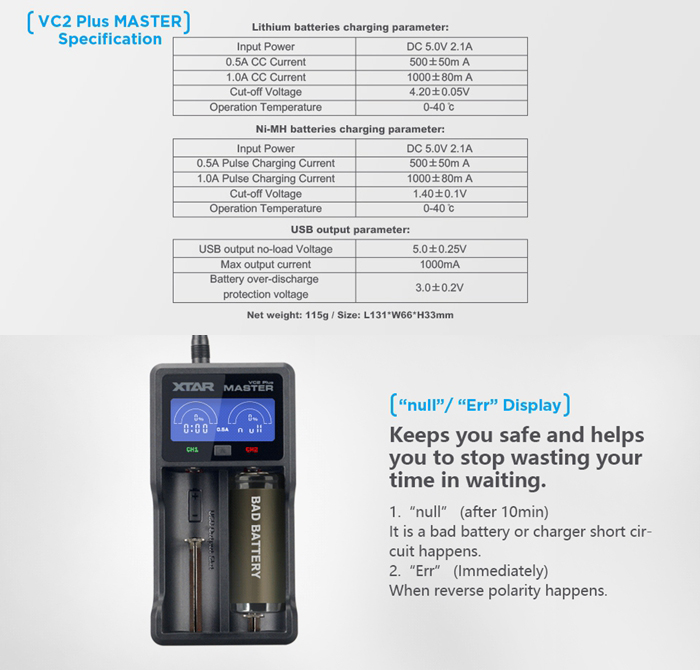 2017 Hot Selling XTAR VC2 Plus Charger 