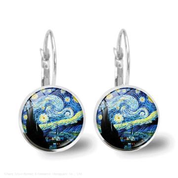 Starry Night Inspired Silver Sarrings - Van Gogh Κοσμήματα για τις γυναίκες (Ευρώπη και ΗΠΑ)